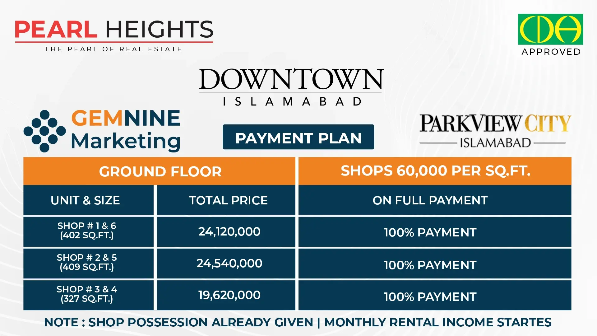 Pearl Heights Shopes Payment Plan